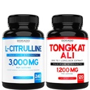 L Citrulline 3000mg 补编( 240 计数) L Arginine & Nitric Oxide Pills - Tongkat Ali for Men 1200mg 200 to 1 提取 - (120 计数) 支持强度,驱动和运动性能 - Vegan & USA Made