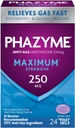 Phazyme 最大* 强抗气体250 mg Simethicone Gas Relief for Adults, Fast Gels Quickly Ease Bloating, 压力和不适, 24 Counter