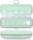 Natutouch Pill 组织者,7 比较药盒 便携式旅行药品组织者,用于购买或Pocket 7 Day Pill Dispenser 存储案例 与锁定 维生素药用鱼油补充剂 Gree