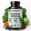 Pomona Wellness Super Greens 补编,全超食品维生素和矿产品,水果和蔬菜,绿皮粉用于布局和消化,Gut Health,USDA有机,非GMO,120片