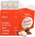 神经Gum能源与焦点Gum(54 Counter-6 Pack,Cinnamon) + 40mg 天然咖啡因 + L-Theanine + 维生素 B12 + B6 + Xylitol → 糖无诺诺氏性认知脑性能补充