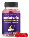 成人的NutraChamps Melatonin Gummys,超强睡眠援助维生素,5mg或10mg Dose,维冈天然草莓香草增味剂促进更好睡眠,健康睡眠循环,60Gummys