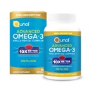 Qunol高级Omega 3 Krill和鱼油综合体,10x更好的生物利用率,1个药丸,250mg EPA & DHA,支持脑,眼,心和联合健康,60 Counter (Pack of 1)
