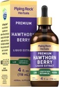 Piping Rock Hawthorn Berry 提取液体 QQ 4 fl z Herb Tincture Drops QQ Premium Vegetarian Supplement QQ 非转基因生物,Gluten Free