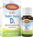 卡尔森 — Kid's Super D3, Kids Vitamin D D Ddrops, 400 IU( 10 mcg) 每滴, 心脏健康, 免疫支持, 蔬菜, 液体维生素 D D 滴, 不受欢迎, 365 滴
