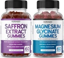红花增殖(60 Gummys) 5 in 1 Advanced Formula Free Gummy - 美味的Raspberry Flavor 和甘油酸镁(60 Counter) 纯甘油酸Gummy 成人 - 非GMO, Vegan & USA Made