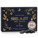 纯 Shilajit Resin 干液滴 - 高潜力,A级,100% 纯 富尔维奇酸 和 85+ 跟踪矿物 更好的能源代谢和免疫支持 | 60 男女易取药片