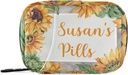 自定义药盒 7日药盒 包 葵花个性化名 旅行药盒组织者 带Zipper Portable Weekly Case Contract Size for Vitamin Supplement Holder