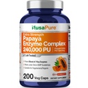 NusaPure Papanya Papain Enzyme 综合体 24万 PU - 200 Veggie Caps - 100% Vegetarian, Non-GMO