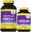 InnovixLabs Choline & Triple Omega-3 Bundle Choline Bitartrate 550mg (100 Capsules) 三强Omega (200 Softgel). 支持记忆,摩德,脑健康与增强认知. *