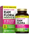 原始弗洛拉女性抗生素(Raw Flora Women's Probiotics) 设计了60亿CFU + Prebiotics + 消化,阴道和尿道支持 + 33 Vegan Capsules with Cranberry & D-Mannose → 大陆架稳定