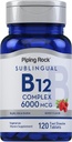 Pipping Rock Sublanguage B12 Complex 6000 mcg → 120 快速溶解板 → Berry Flavor → 蔬菜, Non-GMO & Gluten Free