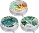3 Pack Pill Box, Purse & Pocket小药箱,Cute Travel Medicine 组织者,可携带药品容器持有者持有维生素,药物,鱼油和补充剂,墨水纹理