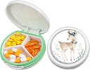 Serfeymi小药盒 - 3 Portable Pill Box for Purse Pocket, Compact mini Travel Pill case - 适合医药,维生素,鱼油,补充品 - White(鹿)