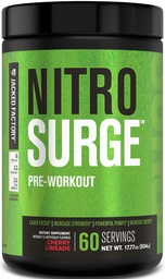 Jacked Factory NITRSURGE Pre Workingout Supplement - 无尽能源,即时强力增益,清晰焦点,密集泵 - NO Boster & Powerful Preworkout 能源粉 - 60 services, Cherry Limeade