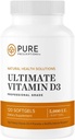 纯处方 最终维生素D3-5 000 IU - 高吸附维生素D 补充剂,用免疫系统和心血管支持促进健康骨骼 - 120 Softgel - 美国制造