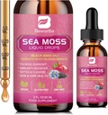 BEWRTHS 海蚊液体滴 - 黑种子油和爱尔兰海蚊 Gel 配有 Burdock Root Bladderwrack, Gerderberry, 6X 更强的 Qrganic Seamoss Raw 补充 消化剂,发型健康 - Vegan, 2 Fl.oz