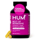 HUM Best of Berberine Supplement 1200mg,Metabolical Wellness的纯可能性,Gut健康,纯Berberine Supplements 加固生物Perine 最大吸收,60 Capsules