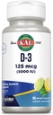 KAL 维生素 D-3 5000 IU ActivMelt,即时溶解,天然柠檬莱姆火焰,健康免疫功能和骨支持,90位服务,90位微片
