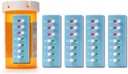 Take n Slide Peel and stick rebled for 12 + Refills, Pill/Medication/Vitamin/Pet Med Tracker & Reminder, 随附您的瓶, 无组织者, 曲线 Back(蓝色, 5-Pack)