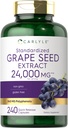 Carlyle Grape种子提取 24 000 mg 等效 240 capsules 最大强度标准提取 QQ 非GMO, Gluten Free