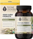 你的Flora Probiotic Regency – 非GMO 配有发酵豆, Artichoke, & Chicory for Gut Wellness & Bowel 支持 – Prebiotics, Postbiotics, 消化酶 – Living Alchemy, 60 Pcs.