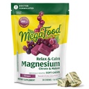 Mega Food Relax + Calm Magnesium 补充剂 - 含镁的软嚼子 Citrate & Malate for Heart Health,肌肉紧张症 & More - 蔬菜 - Grape - Flavor - 30 Chews (15名服务员)
