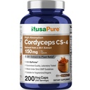 NusaPure Cordyceps 20:1 提取物,150 mg 等效于 3000 mg 200 Veggie Capsules (Sinensis CS-4, Non-GMO, Vegan) Bioperine
