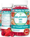 Lunakai USA 制作低剂量的Melatonin Gummys 1mg - 成人和孩子温柔睡眠援助 - 非GMO, Vegan, Gluten-Free - 60 Counter