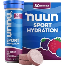 具有镁、钙、钾、氯和钠、Gluten Free & Vegan、Tri-Berry、8 Pack(总共80种)的Nun运动电解片