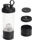 Blender Protein Shaker Tritan 瓶装有蛋白质摇摆/粉末存储容器,用于蛋白质摇摆-预研瓶-混音杯-Gym 运动水瓶装有电线威斯克球黑色