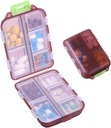 1 Pack 旅行药丸组织者 - 10 比较药盒, 压缩和便携式药盒, 适合上行存储, Pill holder for Purse Brown