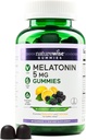 NatureWise Melatonin Gummys 5mg - 与 Ashwagandha, Valerian Root - 黑莓 - 莱蒙 Flavor - Vegan, Gluten Free, Non-GMO - 60 Counter [30-Day Supplement] (英语).