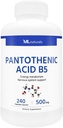 ML Naturals Pantothenic Acid B5 240 蔬菜胶囊. 能源代谢、神经系统支持、NSF认证和cGMP-Compliant