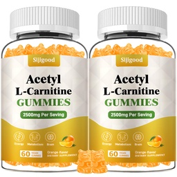 2 Pack Acetyl L-Carnitine 补充剂, 奶牛能量的自然营养补充剂, 豁免, Vegan, Orange Flavor, 120 Count