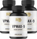 50VpMax-9之后的金色 - 视力护理和抗氧化剂补充剂,配有眼维生素,Lutein,Lycopene和Bilberry提取剂 - 3瓶