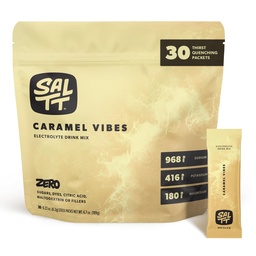 SALTT 电解石 粉碎饮料 混合剂 - 焦糖活性剂 - 30个水解包 - 镁、钾、钠、痕量矿物 - 零糖和胶质自由 - 旅行必需品