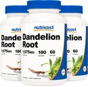 营养成本 Dandelion 根 525 mg, 180 Capsules(3瓶) - 1575 mg service, 非GMO, Gluten Free
