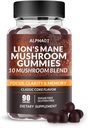 蘑菇口香糖 - 与Ashwagandha和Lions Mane 的10x蘑菇补充剂 - 诺诺氏大脑补充剂,免疫支持和压力缓解(90 CT)经典可乐