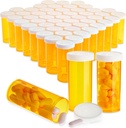 带帽子的Juvale Pill瓶 - 50 Pack, 8 Dram, 橙色塑料 - 旅行和医疗党装饰的空枕瓶和Vials