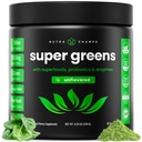 NutraChamps 超级绿色 粉末 超级食品 20+ 有机绿色 蔬菜 整食品 小麦草 螺旋藻 氯草原 抗氧化剂 消化酶 和 Probiotic Blends(9.0 Oz,未味)