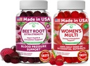 Lunakai Beet Root and Womens Multivitamin Gummys Bundle 16种基本维生素和矿物的日值100%(维生素A,B,C,D,E)