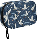 Fstylead funny Geese Flying in Nightsky and Stars Travel Pill Organizer Bag with Zipper Small Pill Box 7 Day Pill Case for Purse 存储周刊维生素药补充品的皮条箱 皮条箱 皮条箱 皮条箱 皮条箱 皮条箱 皮条箱