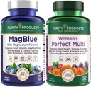 纯度产品包 - Mag Blue + 女性完美多色 - Mag Blue (Megnesium Bisglycnation + 维生素D3 + 更多) - 女性完美多色 - 支持尿道切除术健康,豁免,毛皮钉 + 更多