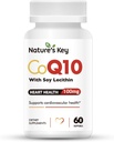 Nature's Key CoQ10 200mg Softgels - 3X Better Absobtion 水溶性Coenzyme Q10 心脏健康用50mg Soy Lecithin - 1个月供应量(60个计数)