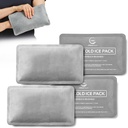 可重复使用的伤害冰包 - (10" x 6") 软冰包带有1个Sided Velvet Soft Fleece Fabric, 弹性热冷胶冰包集, Grey, Pack of 4