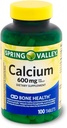泉谷钙 600 mg, 平板食物补充剂, Bone Health, 100 count +