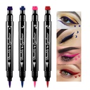 BINGBRUSH 双面液体印花眼球笔,面孔印花化妆 极易黑防水 Slim Gel Felt Tip 高黑颜料 液体印花眼球和密封树脂a para tips de gel(彩色)