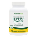 NaturesPlus Super C 复合体,持续释放 - 1000 mg, 90 植物药片 - 高概率免疫辅助剂,抗氧化剂 - 增强吸收 - 无脂 - 90 成品