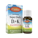 卡尔森 - 超级日报 D3 + K2, 50 mcg D3 + 45 mcg MK-7, 心和骨健康, 90液体滴, 2.54 ml